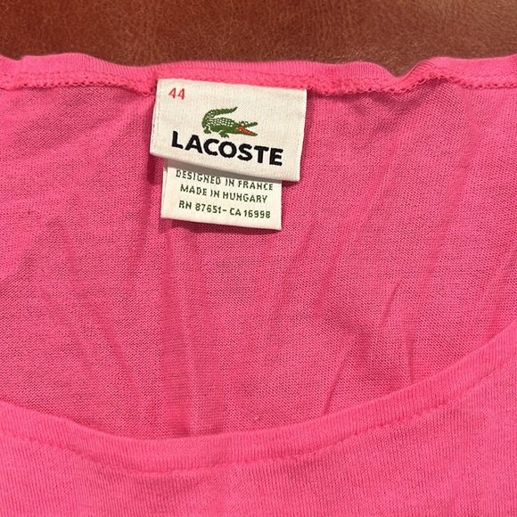 Lacoste pink long sleeve pull over. Can be used to layer, hot pink color. - Picture 2 of 3